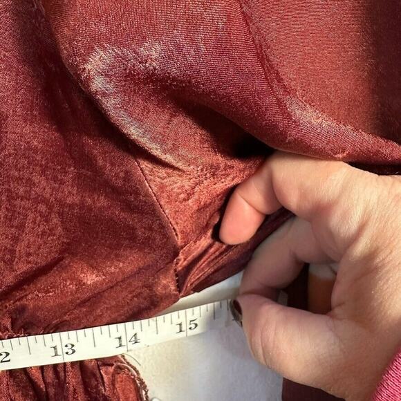 Umgee Long Maxi Satin Dress Womens S Burgundy Whimsigoth Ethereal Fairy Grunge - Picture 7 of 12
